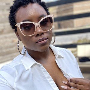 Classic Beige & Gold Framed Tinted Sunglasses